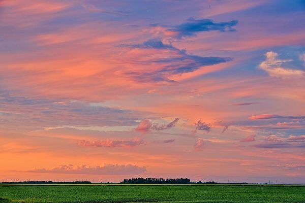 Canada-Manitoba-Dugald Clouds at sunset on prairie